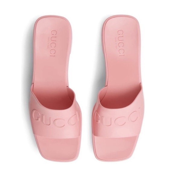 Gucci Shoes - Gucci Rubber Slide Sandals Pink